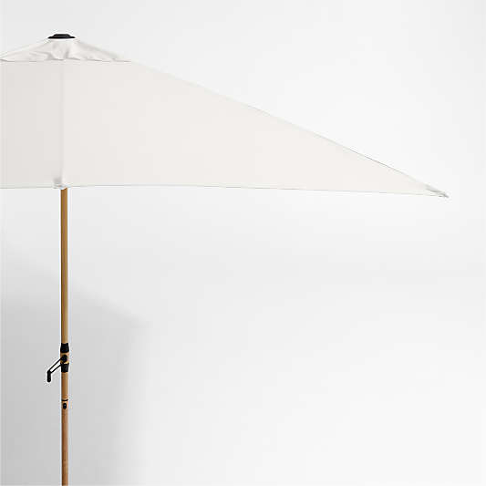 10' Rectangle Sunbrella® Canvas White Sand Outdoor Patio Umbrella with Faux Wood Metal Frame