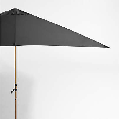 10' Rectangle Sunbrella® Cast Charcoal Grey Outdoor Patio Umbrella with Faux Wood Metal Frame