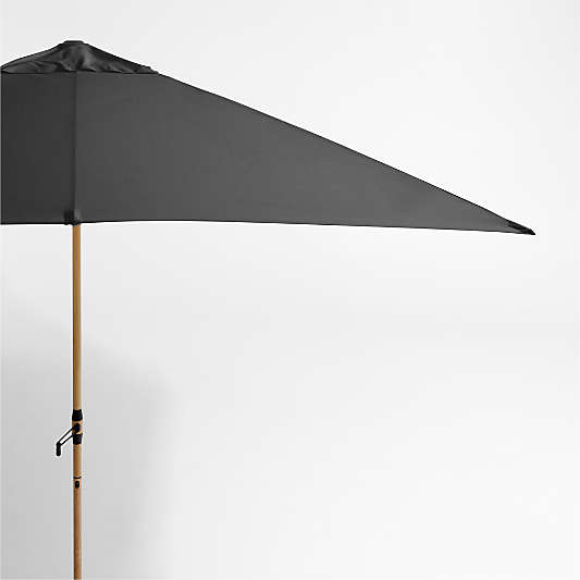 10' Rectangle Sunbrella® Cast Charcoal Grey Outdoor Patio Umbrella with Faux Wood Metal Frame