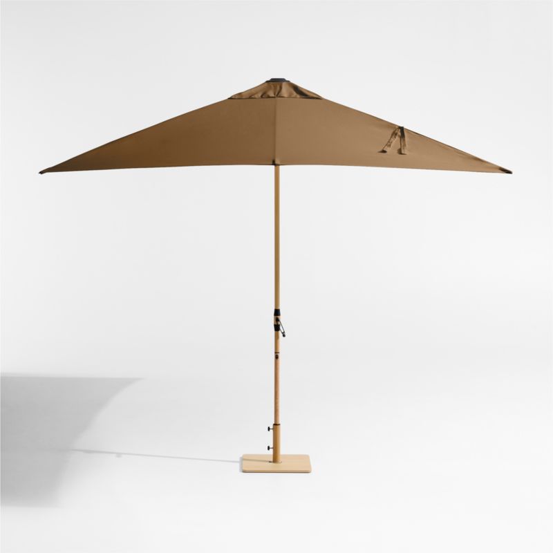 10' Rectangle Sunbrella® Cast Teak Outdoor Patio Umbrella with Faux Wood Metal Frame - image 3 of 6