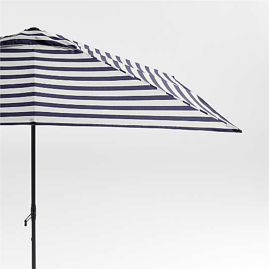 10' Rectangle Sunbrella® Navy and White Cabana Stripe Outdoor Patio Umbrella with Frame