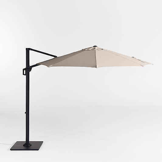 10' Round Cast Ash Brown Sunbrella® Cantilever Outdoor Patio Umbrella with Black Metal Frame