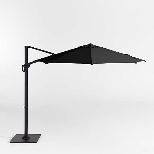 10' Round Canvas Black Sunbrella® Cantilever Outdoor Patio Umbrella with Black Metal Frame