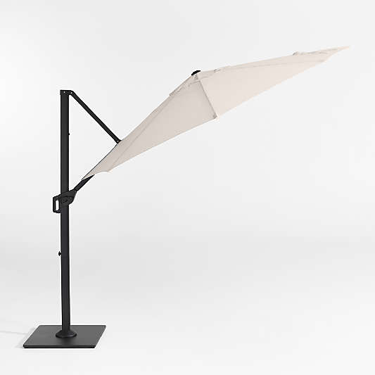 10' Canvas Canvas Sunbrella® Round Cantilever Outdoor Patio Umbrella with Black Metal Frame