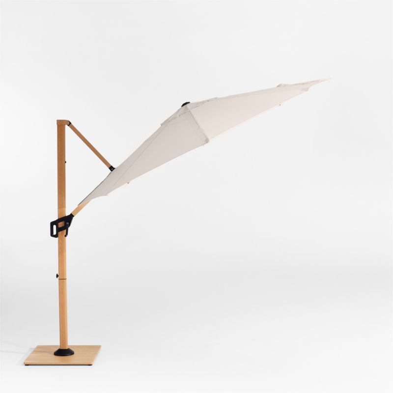 10' Canvas Canvas Sunbrella® Round Cantilever Outdoor Patio Umbrella with Faux Wood Metal Frame - image 2 of 6