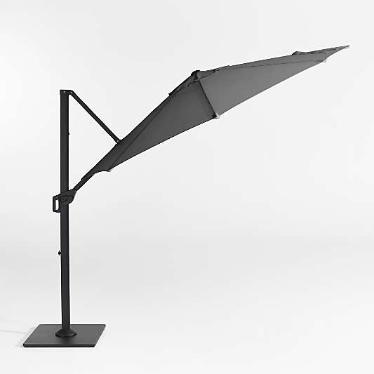 10' Round Sunbrella® Cast Charcoal Grey Cantilever Outdoor Patio Umbrella with Black Metal Frame