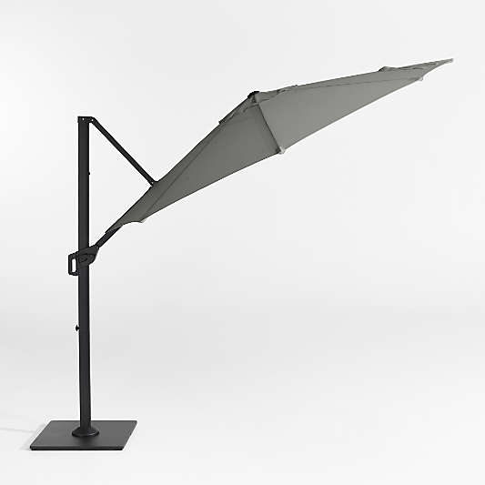 10' Round Sunbrella® Canvas Charcoal Cantilever Outdoor Patio Umbrella with Black Metal Frame