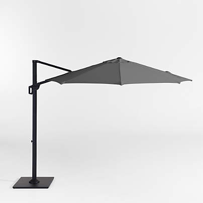 10' Round Cast Charcoal Grey Sunbrella® Cantilever Outdoor Patio Umbrella with Black Metal Frame