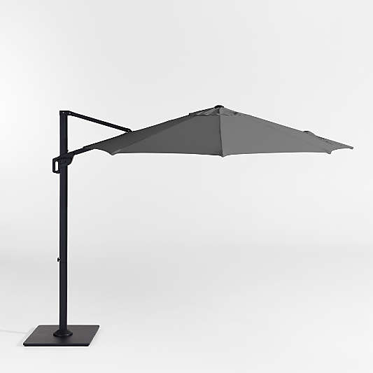 10' Round Cast Charcoal Grey Sunbrella® Cantilever Outdoor Patio Umbrella with Black Metal Frame