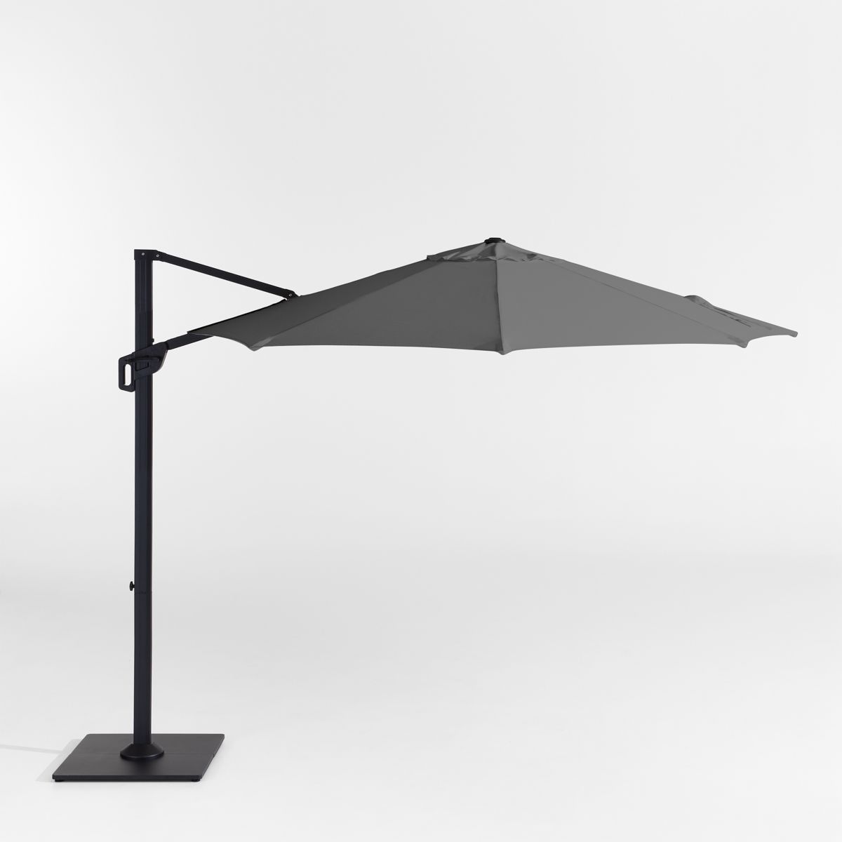 10' Round Cast Charcoal Cantilever Umbrella — Black Metal Frame
