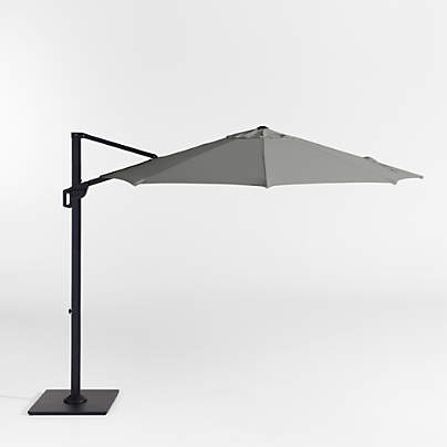 10' Round Sunbrella® Canvas Charcoal Cantilever Outdoor Patio Umbrella with Black Metal Frame