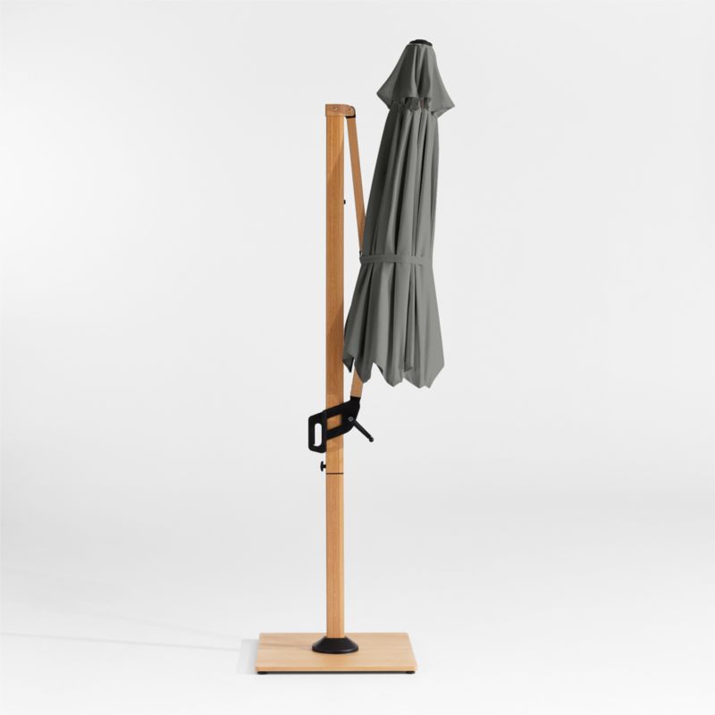 10' Canvas Charcoal Sunbrella® Round Cantilever Outdoor Patio Umbrella with Faux Wood Metal Frame - image 4 of 7