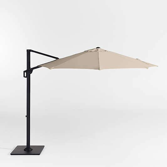 10' Round Sunbrella® Canvas Flax Cantilever Outdoor Patio Umbrella with Black Metal Frame
