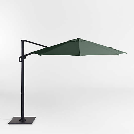 10' Round Cast Ivy Green Sunbrella® Cantilever Outdoor Patio Umbrella with Black Metal Frame