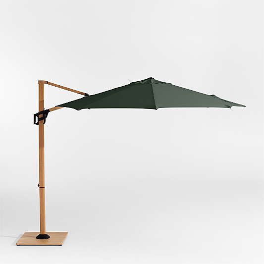 10' Round Sunbrella® Cast Ivy Green Sunbrella® Cantilever Outdoor Patio Umbrella with Faux Wood Metal Frame