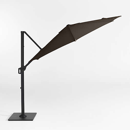 10' Canvas Java Sunbrella® Round Cantilever Outdoor Patio Umbrella with Black Metal Frame