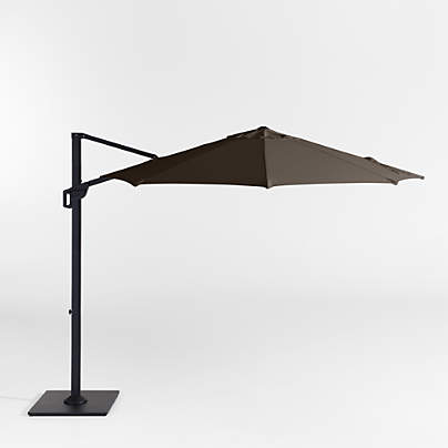 10' Round Sunbrella® Canvas Java Cantilever Outdoor Patio Umbrella with Black Metal Frame