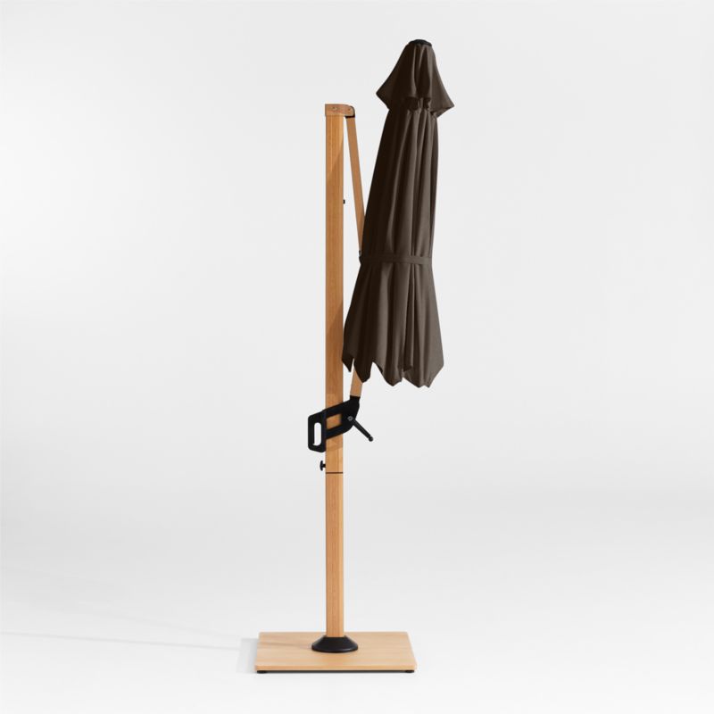 10' Canvas Java Sunbrella® Round Cantilever Outdoor Patio Umbrella with Faux Wood Metal Frame - image 3 of 6