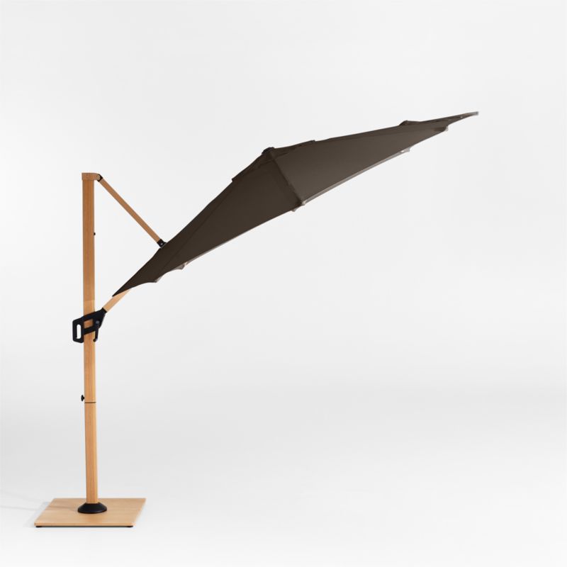 10' Canvas Java Sunbrella® Round Cantilever Outdoor Patio Umbrella with Faux Wood Metal Frame - image 2 of 6