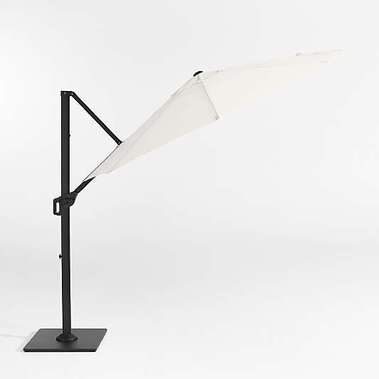 10' Canvas Natural Sunbrella® Round Cantilever Outdoor Patio Umbrella with Black Metal Frame