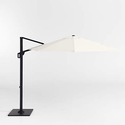 10' Canvas Natural Sunbrella® Round Cantilever Outdoor Patio Umbrella with Black Metal Frame