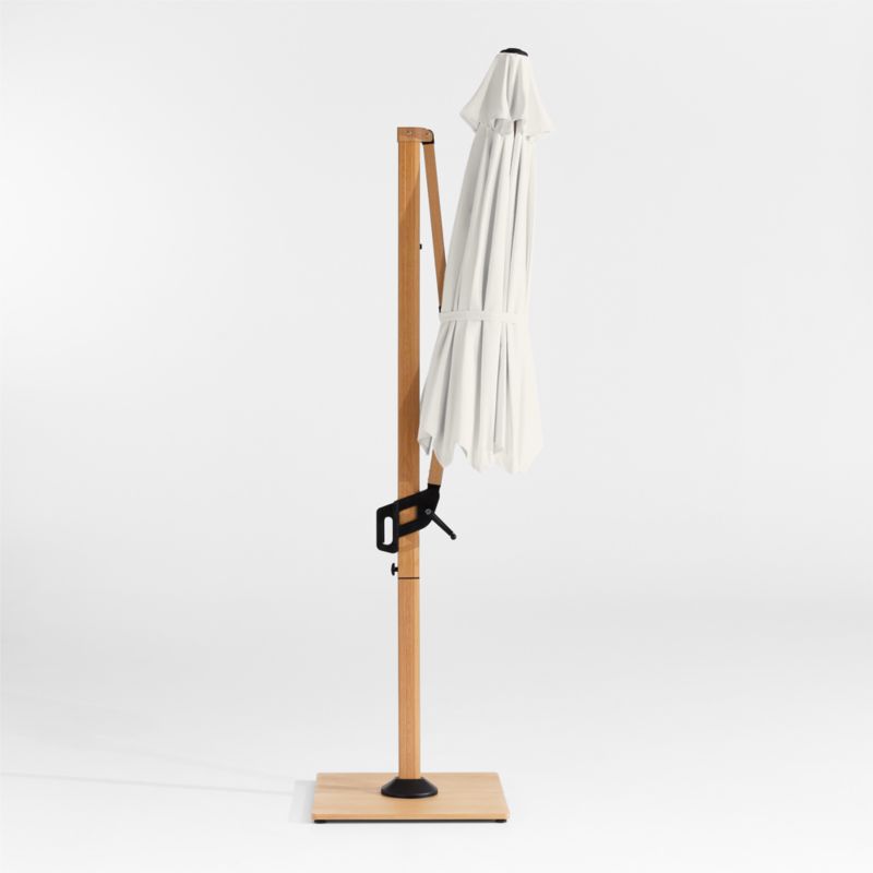 10' Canvas Natural Sunbrella® Round Cantilever Outdoor Patio Umbrella with Faux Wood Metal Frame - image 4 of 7