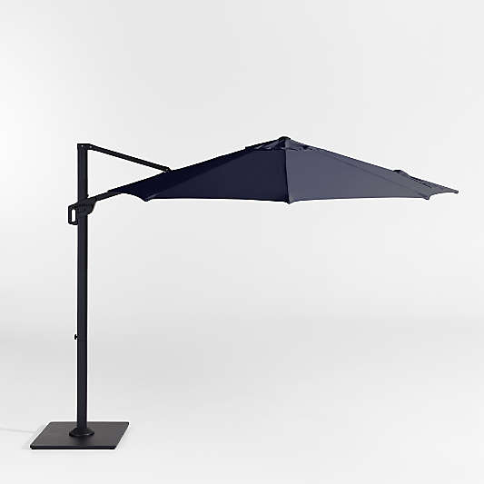 10' Round Canvas Navy Blue Sunbrella® Cantilever Outdoor Patio Umbrella with Black Metal Frame