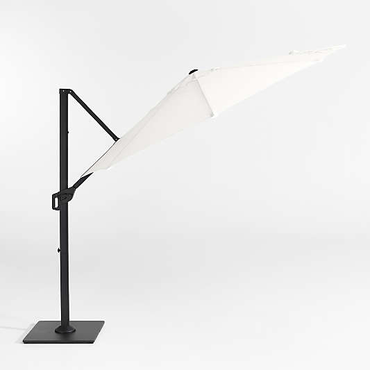 10' Round Canvas White Sunbrella® Cantilever Outdoor Patio Umbrella with Black Metal Frame