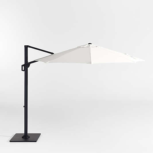 10' Round Canvas White Sunbrella® Cantilever Outdoor Patio Umbrella with Black Metal Frame