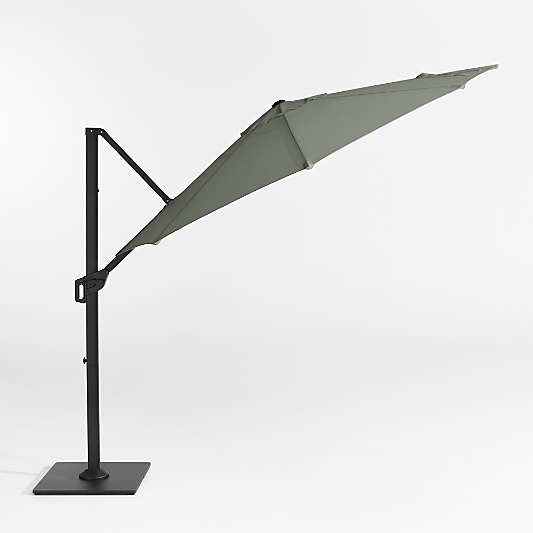 10' Round Sunbrella® Cast Sage Cantilever Outdoor Patio Umbrella with Black Metal Frame