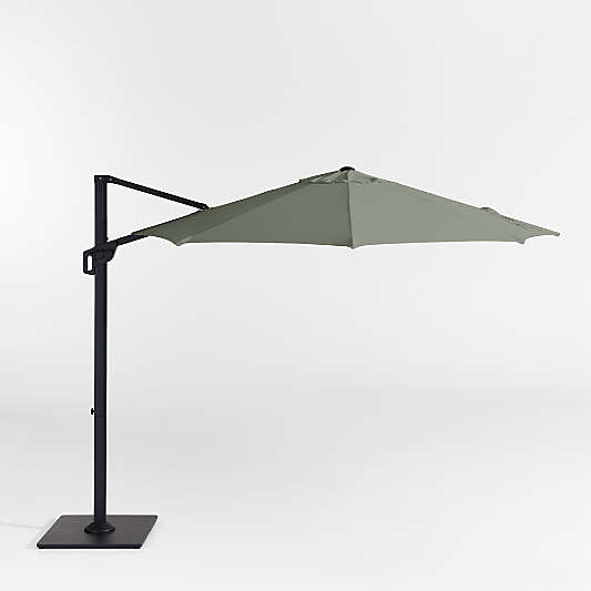 10' Round Sunbrella® Cast Sage Cantilever Outdoor Patio Umbrella with Black Metal Frame