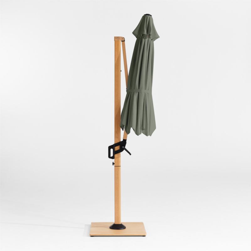 10' Cast Sage Sunbrella® Round Cantilever Outdoor Patio Umbrella with Faux Wood Metal Frame - image 3 of 6