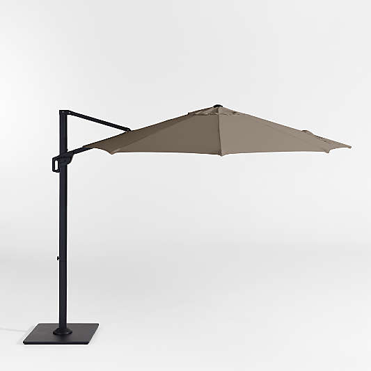 10' Round Sunbrella® Cast Shale Cantilever Outdoor Patio Umbrella with Black Metal Frame