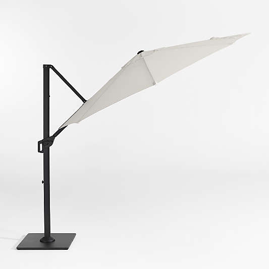 10' Round Sunbrella® Cast Silver Cantilever Outdoor Patio Umbrella with Black Metal Frame