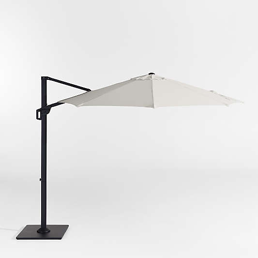 10' Round Sunbrella® Cast Silver Cantilever Outdoor Patio Umbrella with Black Metal Frame