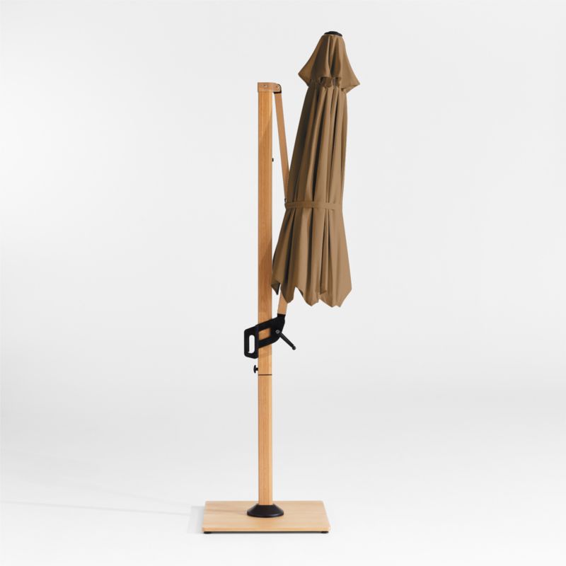 10' Round Sunbrella® Cast Teak Cantilever Outdoor Patio Umbrella with Faux Wood Metal Frame - image 4 of 7