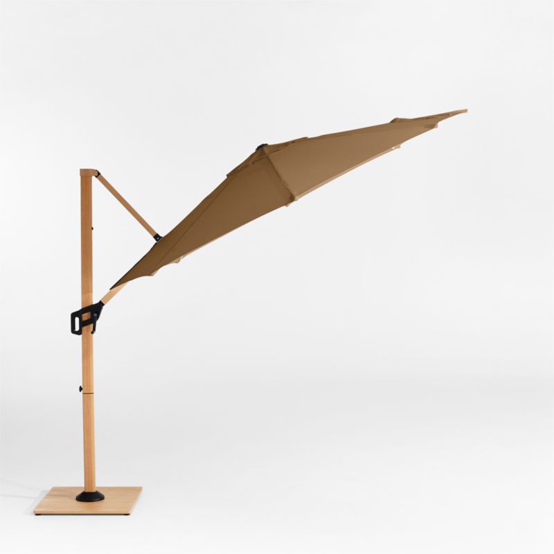 10' Round Sunbrella® Cast Teak Cantilever Outdoor Patio Umbrella with Faux Wood Metal Frame - image 3 of 7