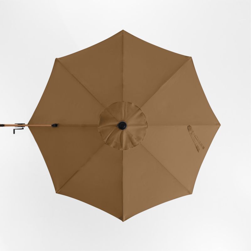 10' Round Sunbrella® Cast Teak Cantilever Outdoor Patio Umbrella with Faux Wood Metal Frame - image 5 of 7