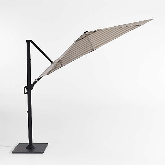 10' Round Range Dune Stripe Sunbrella® Cantilever Outdoor Patio Umbrella with Black Metal Frame