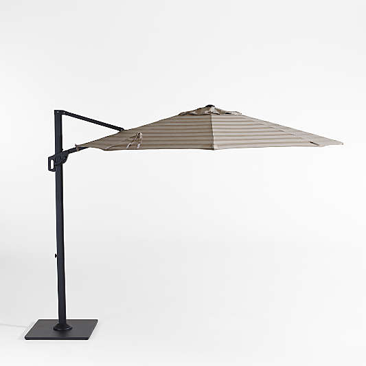 10' Round Sunbrella® Range Dune Stripe Cantilever Outdoor Patio Umbrella with Black Metal Frame