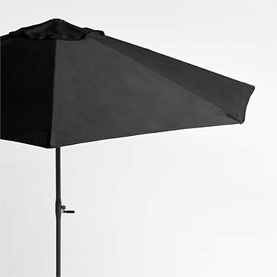 10' Round Sunbrella® Canvas Black Outdoor Patio Umbrella with Black Metal Frame