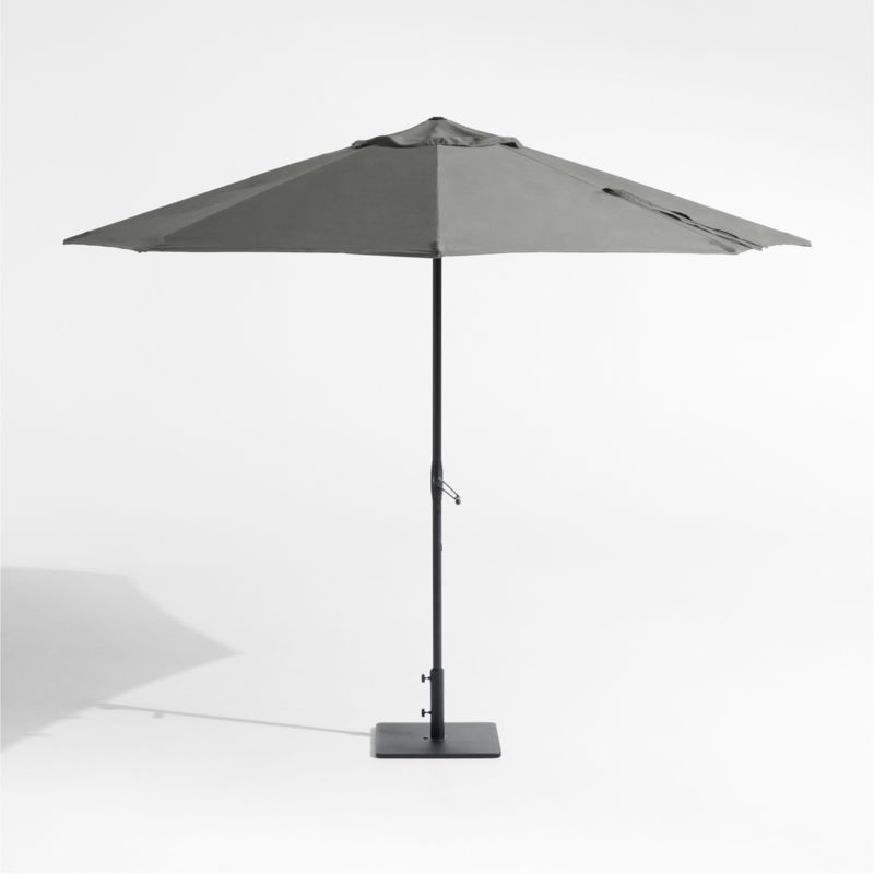 10' Round Sunbrella® Canvas Charcoal Outdoor Patio Umbrella with Black Metal Frame - image 2 of 5