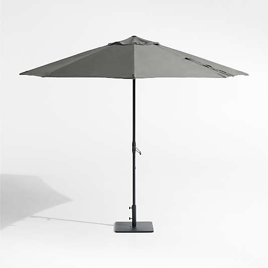 10' Round Sunbrella® Canvas Charcoal Outdoor Patio Umbrella with Black Metal Frame