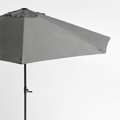 10' Round Sunbrella® Canvas Charcoal Outdoor Patio Umbrella with Black Metal Frame