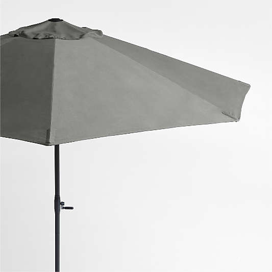10' Round Sunbrella® Canvas Charcoal Outdoor Patio Umbrella with Black Metal Frame