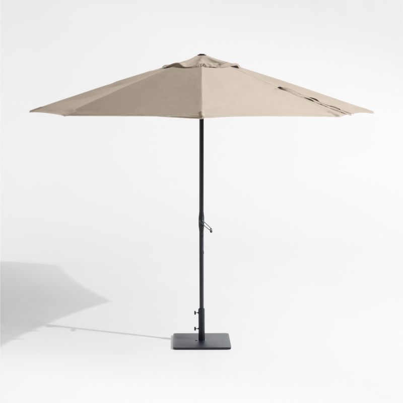 10' Round Sunbrella® Canvas Flax Outdoor Patio Umbrella with Black Metal Frame - image 2 of 5