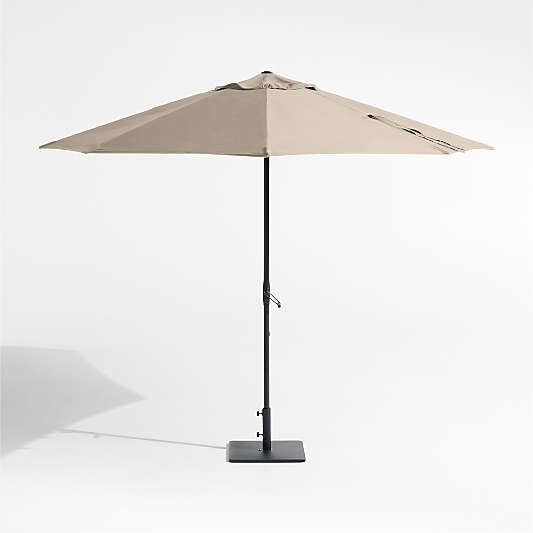 10' Round Sunbrella® Canvas Flax Outdoor Patio Umbrella with Black Metal Frame