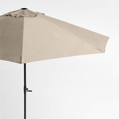 10' Round Sunbrella® Canvas Flax Outdoor Patio Umbrella with Black Metal Frame