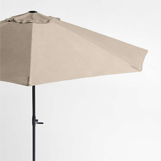 10' Round Sunbrella® Canvas Flax Outdoor Patio Umbrella with Black Metal Frame
