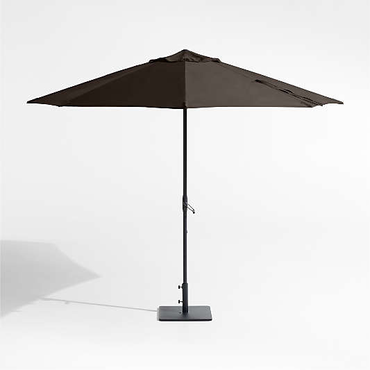 10' Round Sunbrella® Canvas Java Outdoor Patio Umbrella with Black Metal Frame